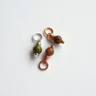 Tiny Unakite Charm - Green and Pink Gemstone Charm - Wire Wrapped