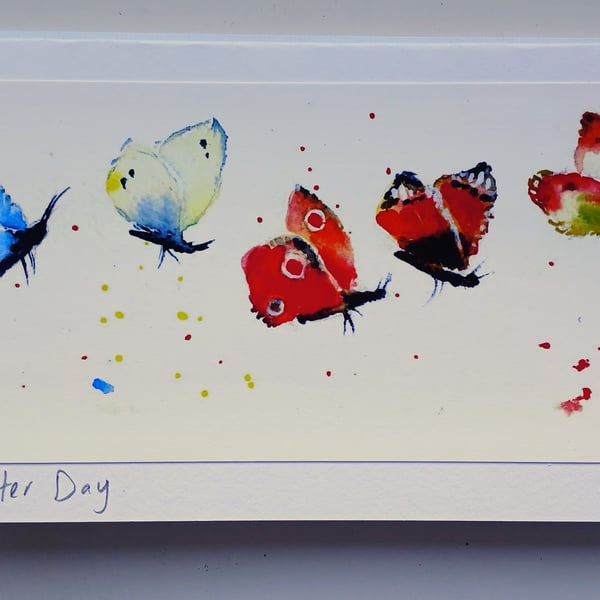 Happy Flutter day, Butterfly Signed print card 