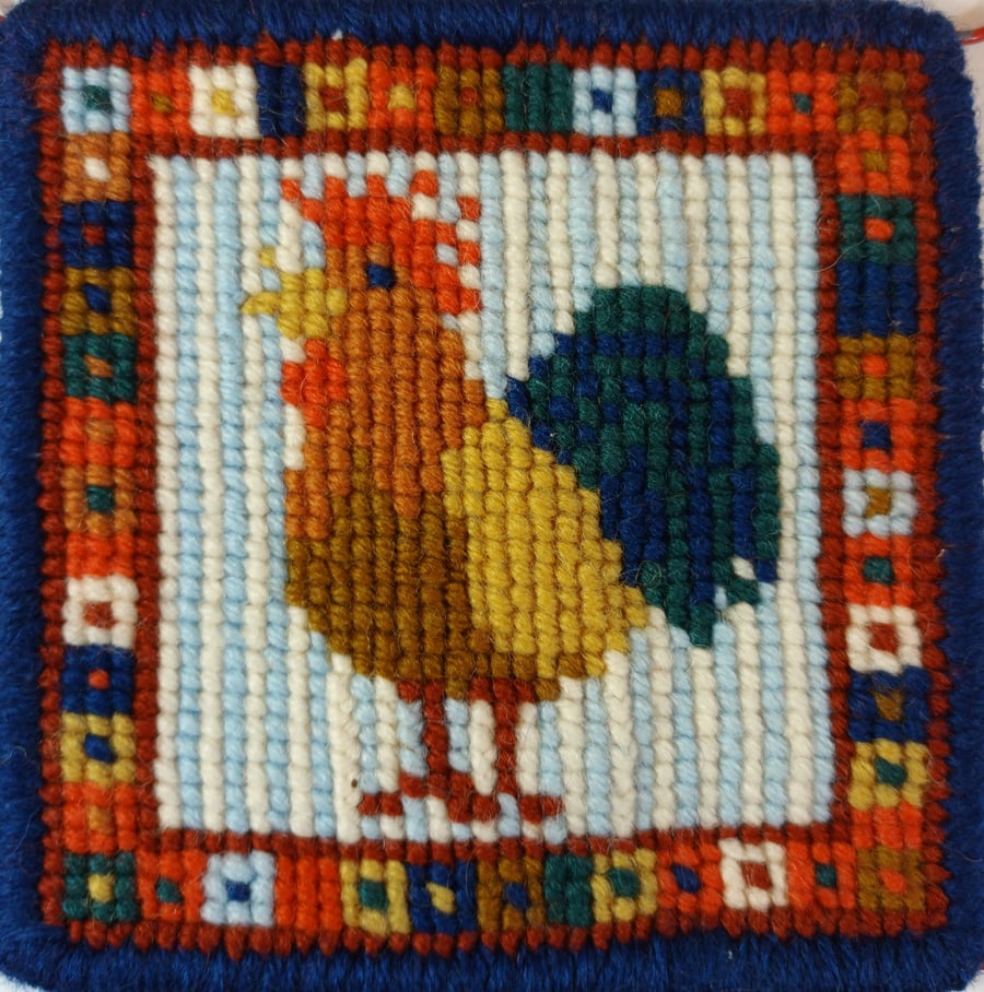 Cockerel Tapestry Pin Cushion, Little Cockerel Pin Cushion, Picture or Bag Front