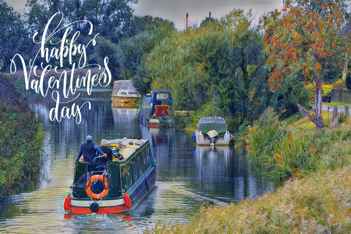 Narrow Boat Happy Valentine's Day Card 
