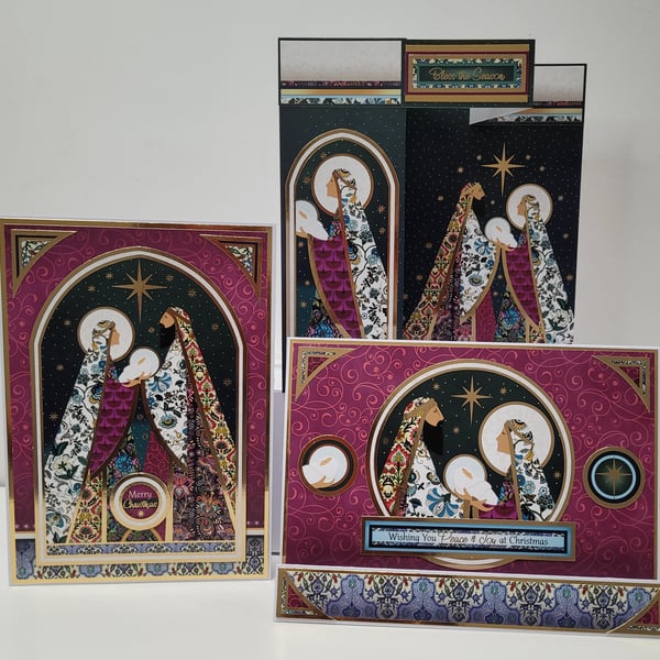 Christmas Cards - Set of 3 Contemporary Style Nativity Cards