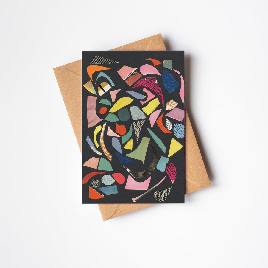Abstract Pattern Greetings Card - Black Terrazzo