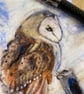 Barn owl greetings card, birthday card, blank card. Fibre art print.  - Image 2