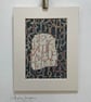 Mounted Monoprint with Collaged Vintage Book Fragment - Scripts - Image 1