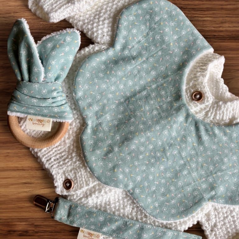 Pastel Dandelion Baby Bib - Scallop or Rounded