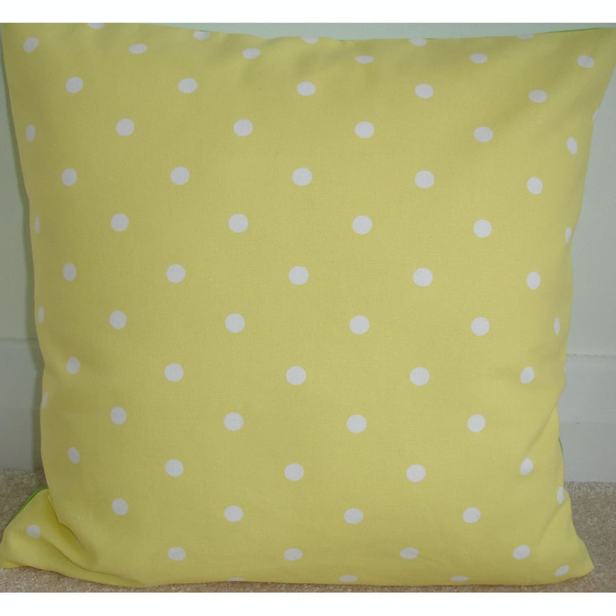 16 inch Cushion Cover Yellow White Polka Dot Dots Spots 16"