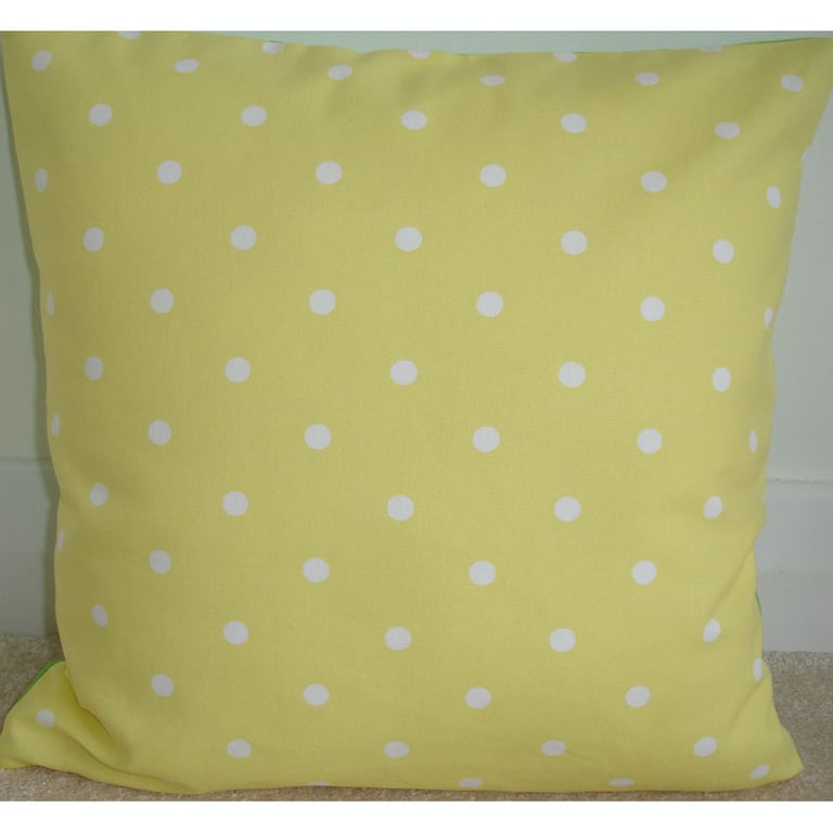 16 inch Cushion Cover Yellow White Polka Dot Dots Spots 16"
