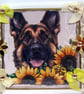 German Shepherd Dog - Hand Crafted Decoupage Greeting Card - Blank (3098)