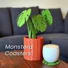 Monstera Plant Coaster Set 3D Printed Magnetic Leaf Coasters with Armrest Table 