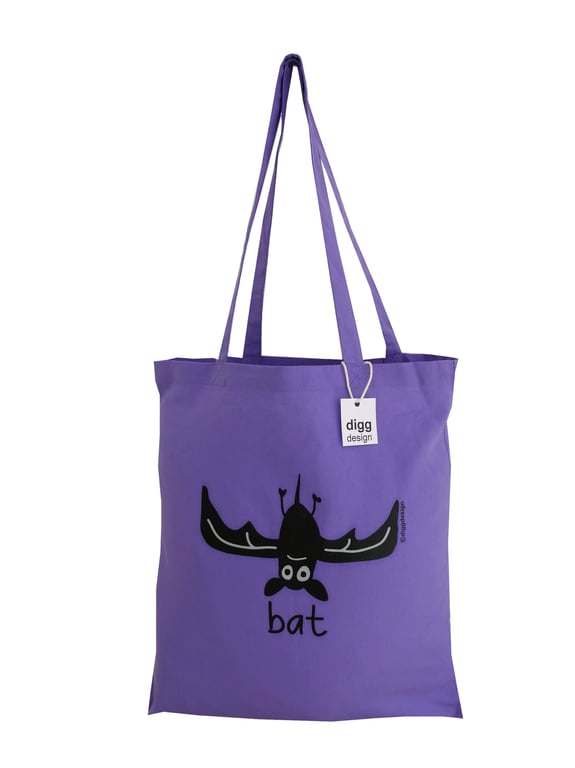Digg Design BAT cotton Tote Bag. Skyblue.