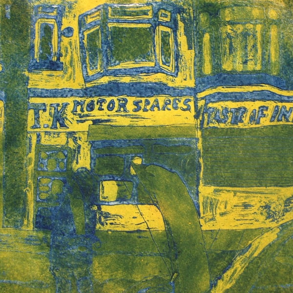 T.K Motorspares, colour etching & aquatint Salford
