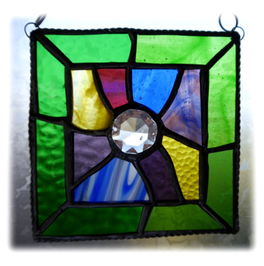 Jigsaw Suncatcher Stained Glass Handmade Spring Colours Abstract