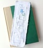 Hand Embroidered Bookmark - Blue Flower - Created using Upcycled Vintage Fabric - Image 3