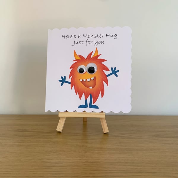 Googly Eye Monster Hug Greeting Card. Design 4