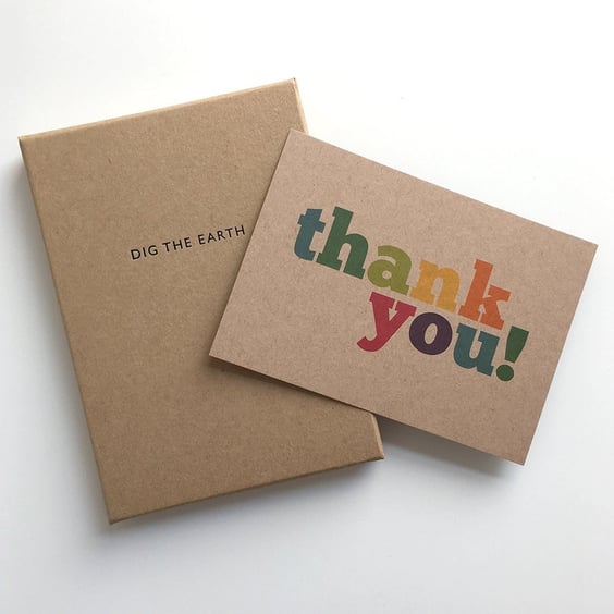 Thank You - Set Of 12 Colourful Postcard Note Cards With Optional Box