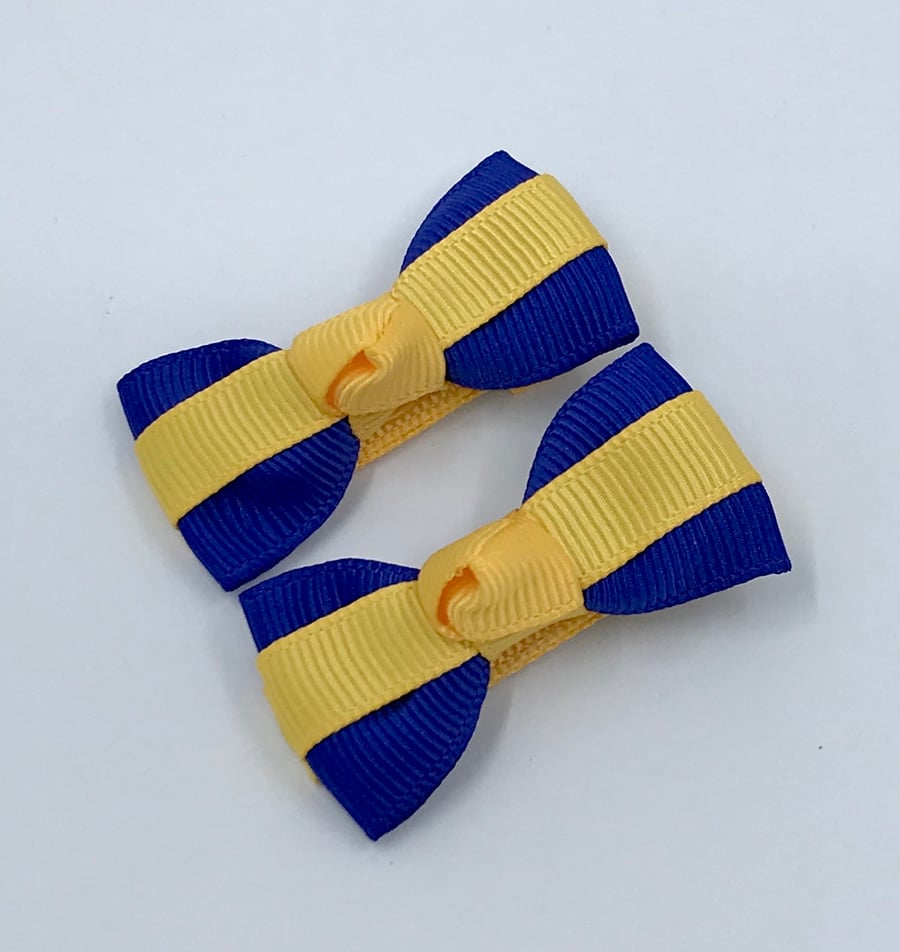 Itty Bitty Cobalt Blue and Yellow on Clips (pair)