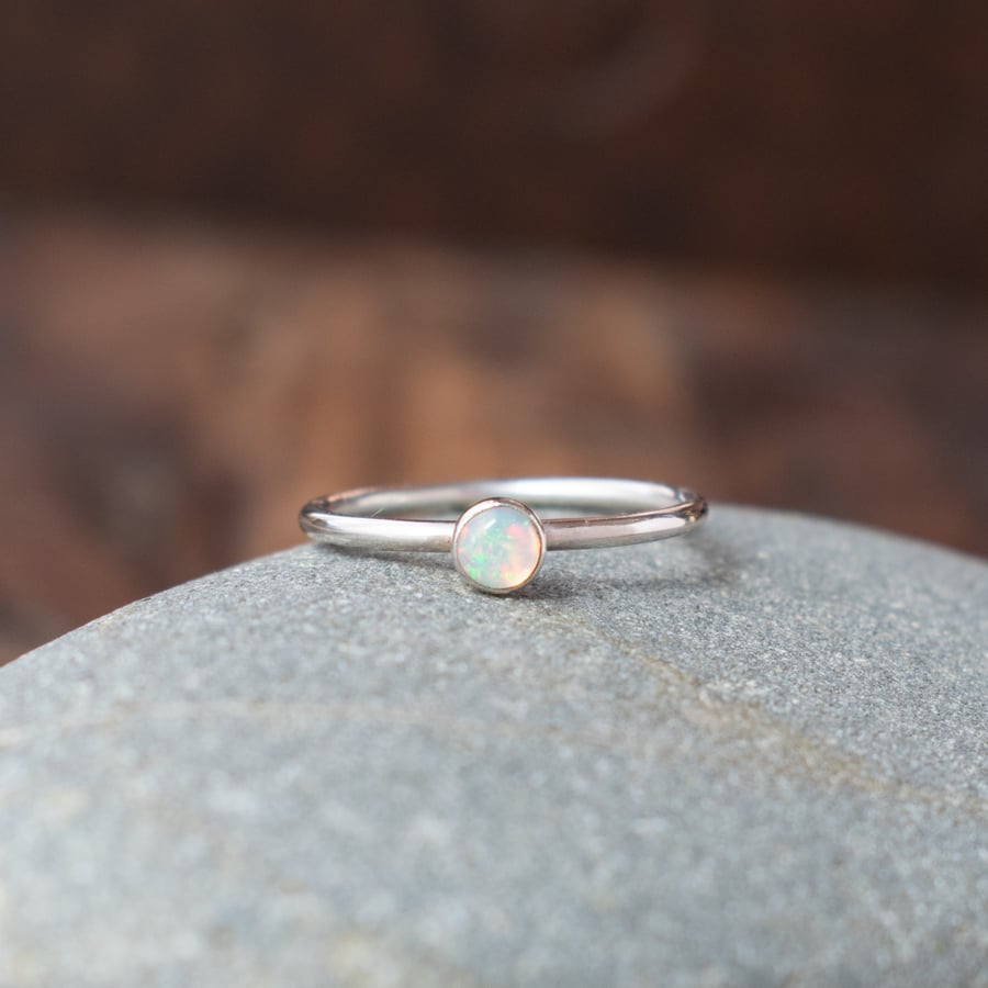 Opal Ring - Sterling Silver Birthstone Jewellery