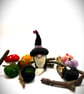 Handmade Halloween Needle Felted Wizard Gonk. White Beard Lavender Accents OOAk