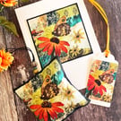 Handmade lavender bag with matching card and tag, butterfly lover