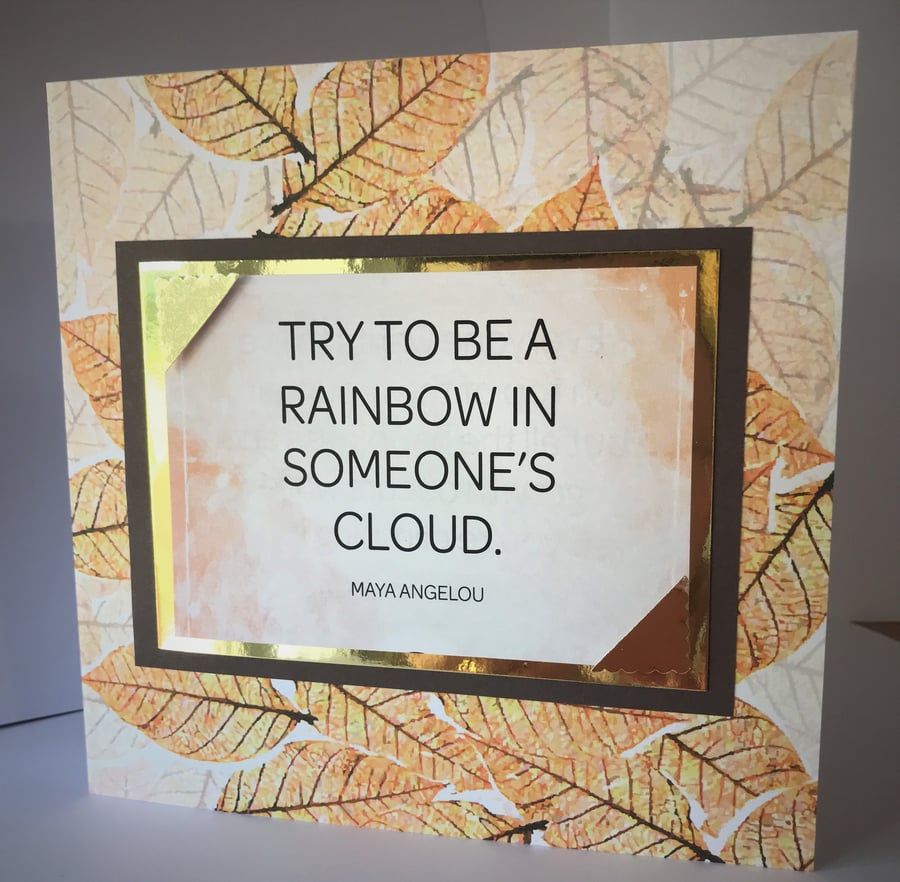 Motivational quote Inspirational blank card Rainbow cloud birthday occasion
