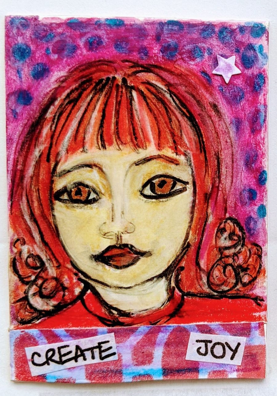Original ACEO create joy lady.