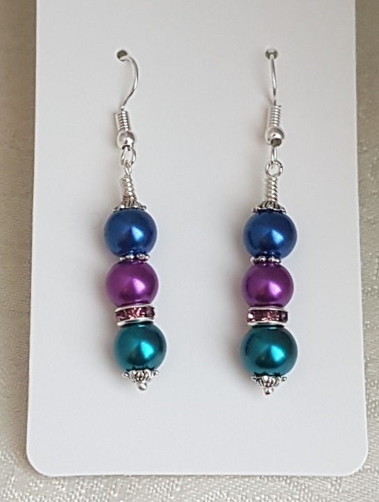 Gorgeous Peacock Panache Earrings - Silver tones - Design 2