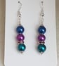 Gorgeous Peacock Panache Earrings - Silver tones - Design 2 - Image 1