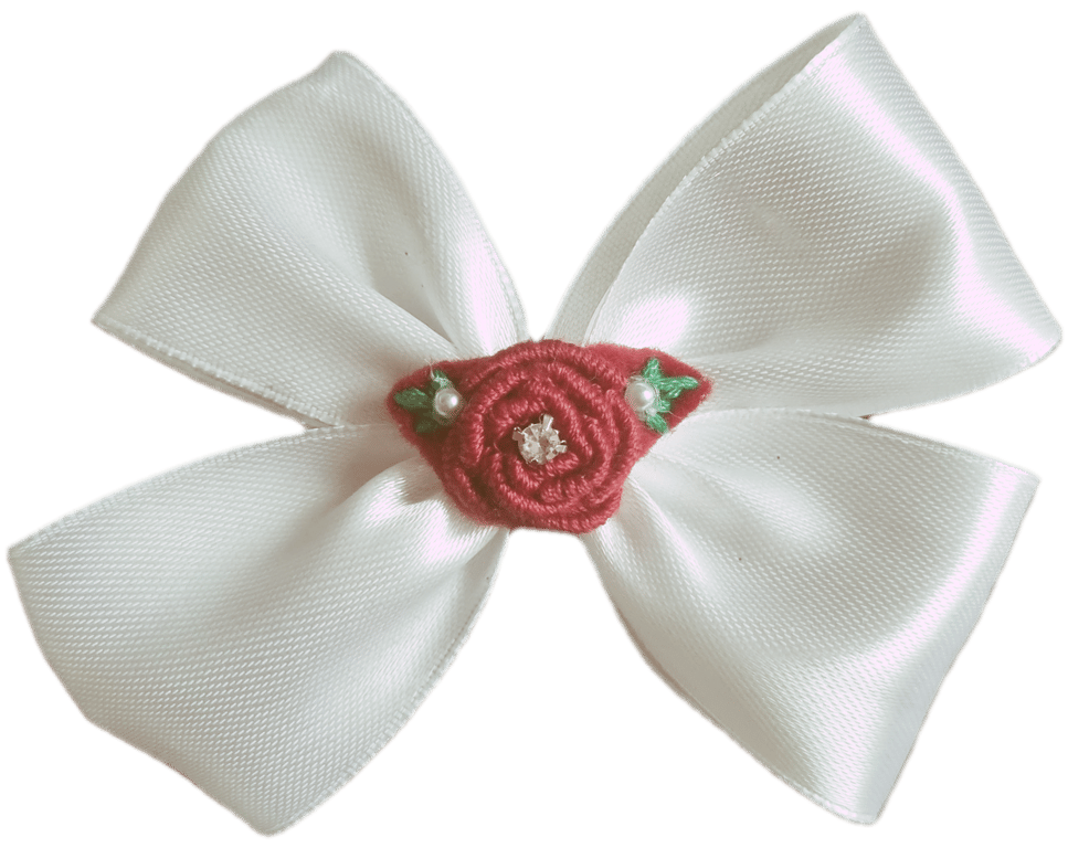 Hand embroidered bullion rose bow