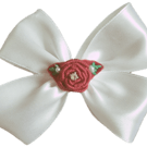 Hand embroidered bullion rose bow