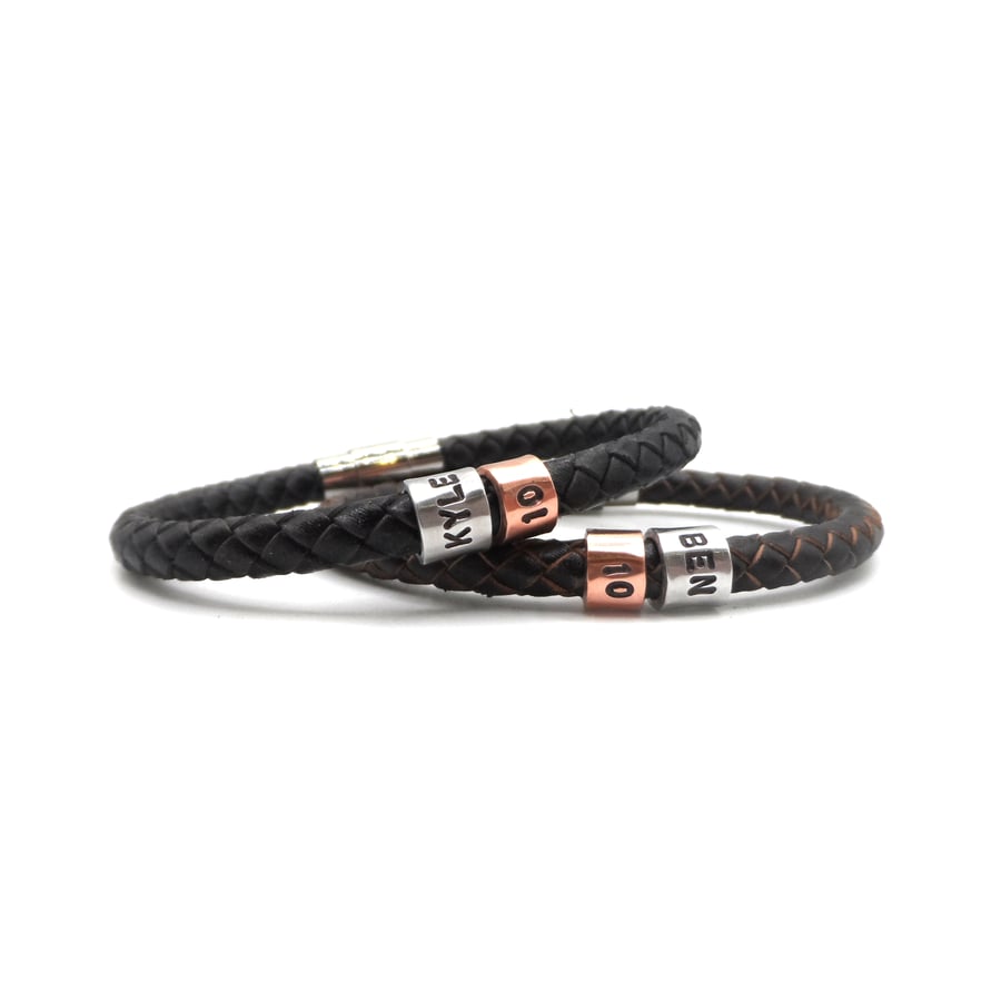 10th Birthday Gift - Personalised Leather Bracelet - Son Brother Grandson Nephew