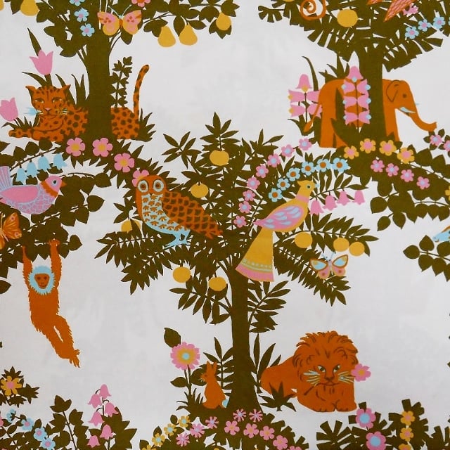 Fun 60s 70s Animal and Bird GAZEBO Sanderson vintage fabric Lampshade option