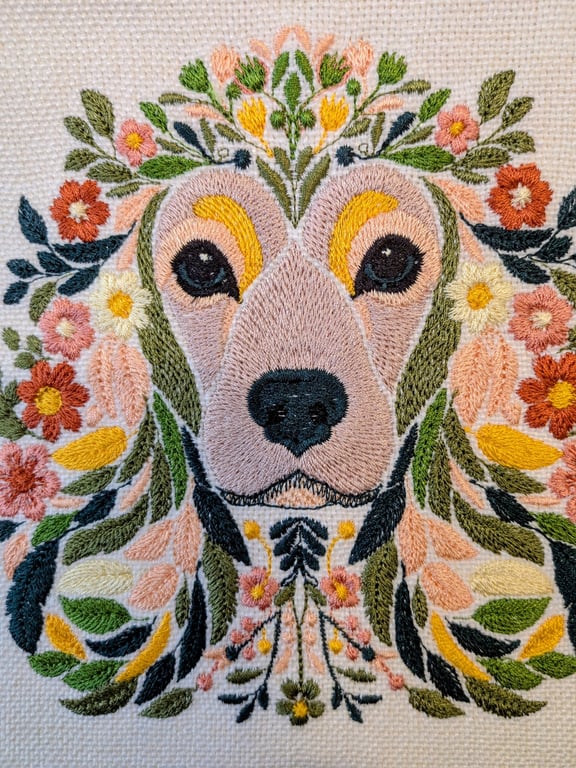 Cocker Spaniel Embroidered Pennant Wall Hanging  -Stunning!!!!