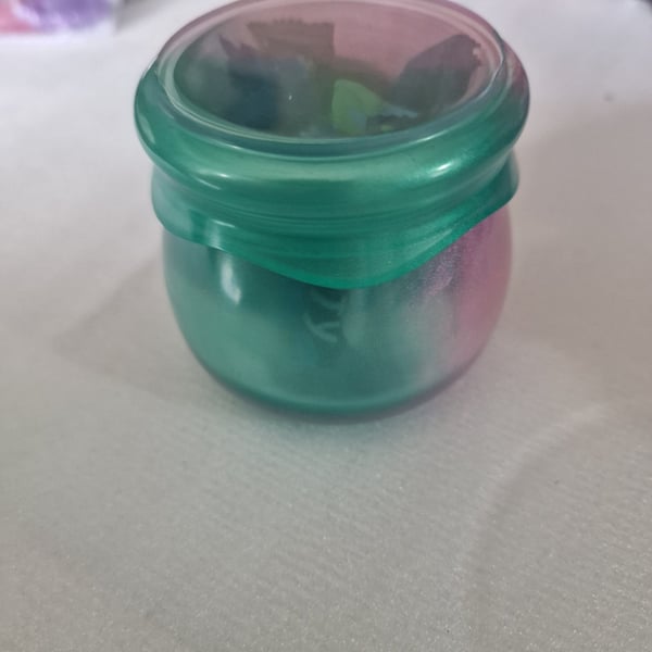 Resin trinket and Knick Knack jar with lid multicoloured