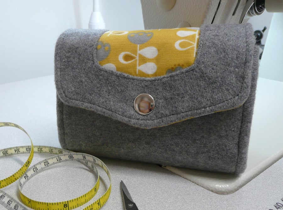 Purse, wallet, grey tweed ladies wallet, credit card holder, zip purse