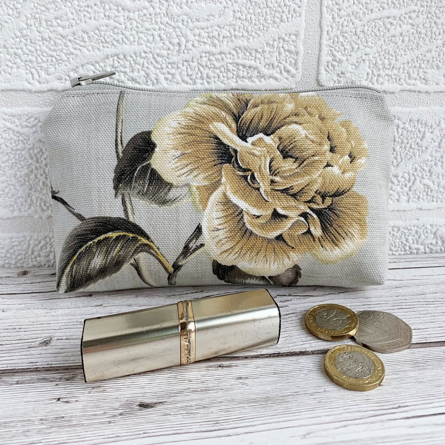 Seconds Sunday - Large Purse, Coin Purse with Large Beige Flower