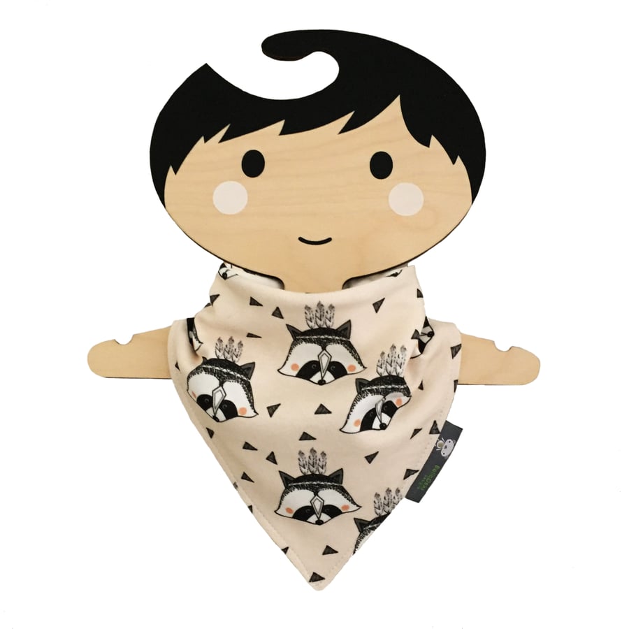 ORGANIC Baby Bandana Dribble Bib in RACCOONS Gift Idea from BellaOski
