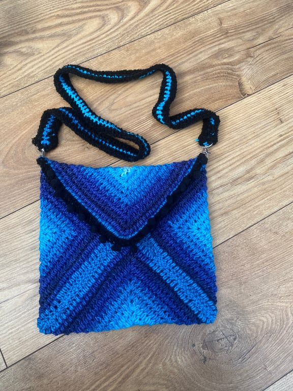 Multicoloured Blue Crochet Bag