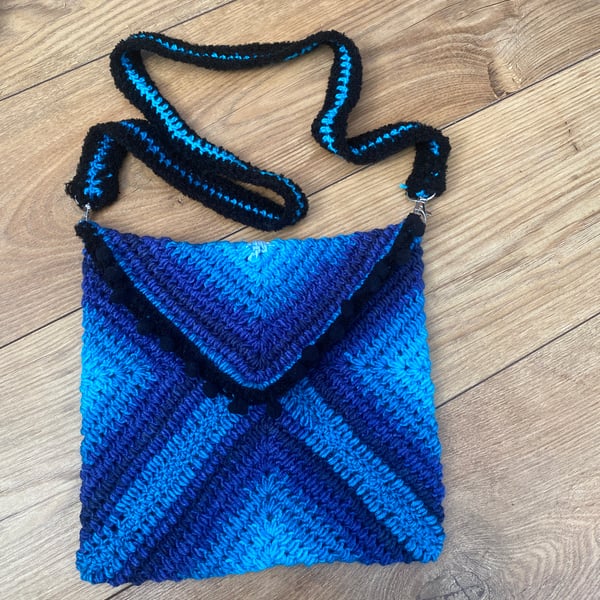 Multicoloured Blue Crochet Bag