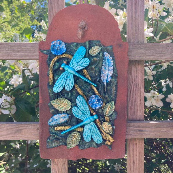 Dragonflies Clay Tile Hanging