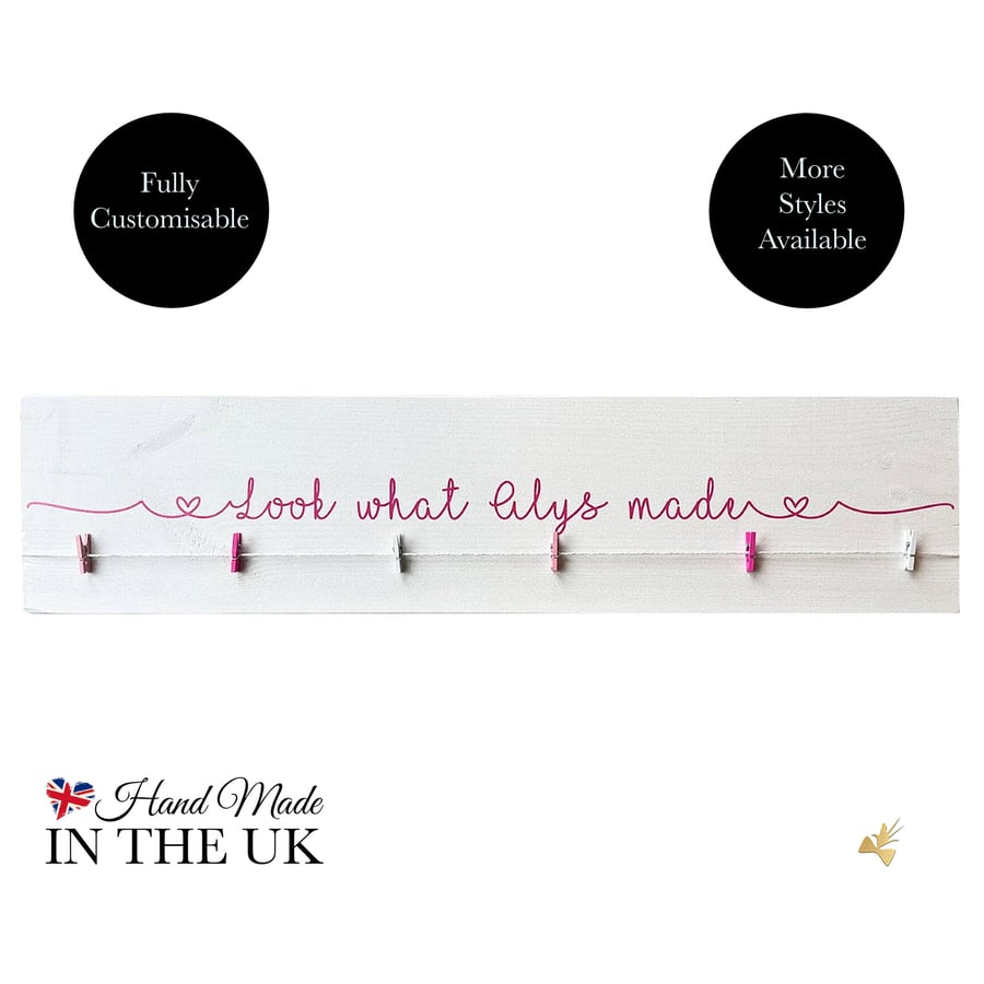 Custom Child's Wooden Artwork Display Sign - Art Hanger Gift