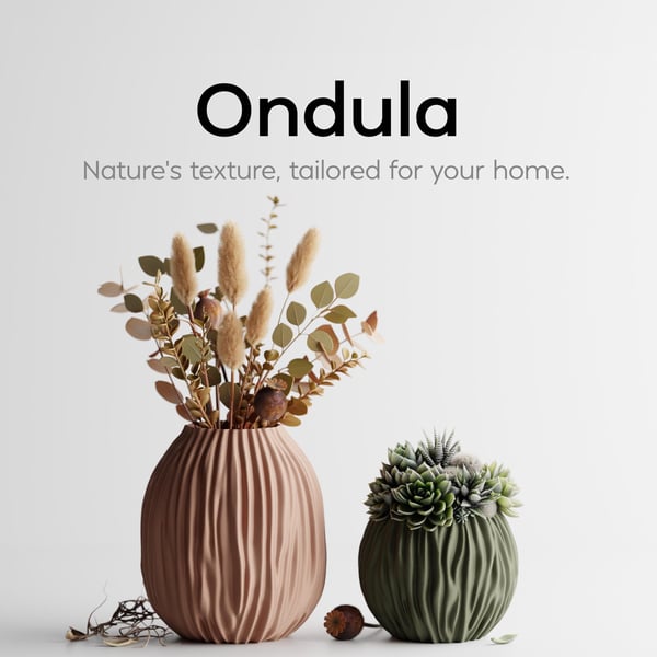 Ondula Ripple Vase Organic Textured 3D Printed Vessel Dried Flower Vase