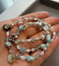 Handmade Larimar, Aquamarine & Pearl Choker – Natural Gemstone Necklace - Image 5