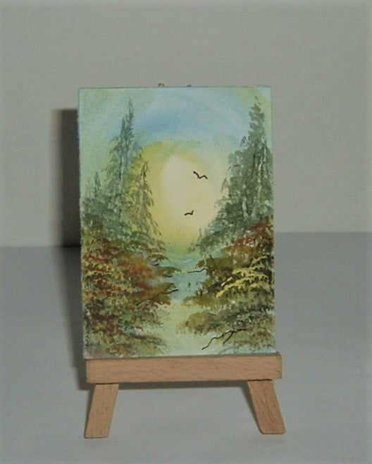 aceo ministure art original watercolour painting ( ref F 868 )