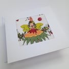 Christmas Pixie card - hand embroidered fabric greetings card