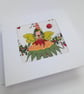 Christmas Pixie card - hand embroidered fabric greetings card