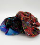 Large scrunchies,  set of 3. Black neon, blue petal fabric.   - Image 7