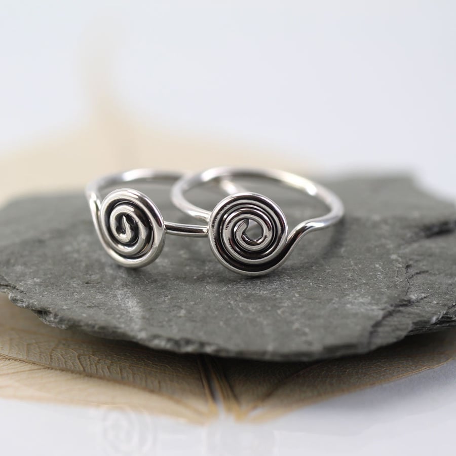 Silver Sleeper Hoops with Spiral Detail