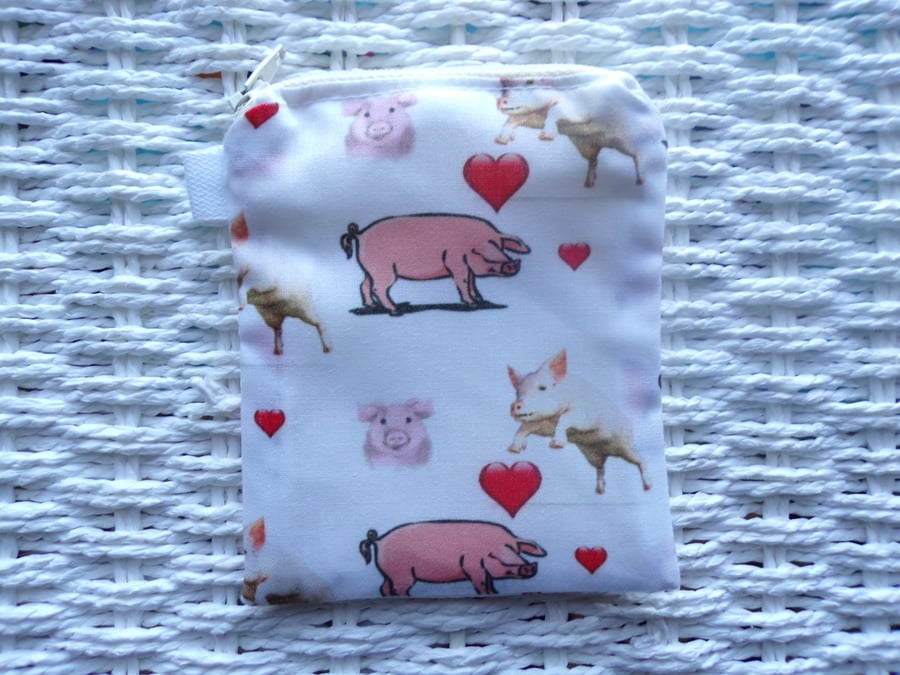 Love Pig Themed Coin Purse or Card Holder.