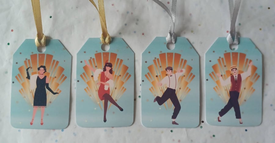 Image of Set of 4 Art Deco Inspired Gift Tags