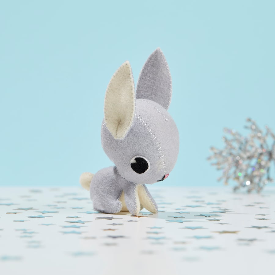 Grey bunny rabbit ornament